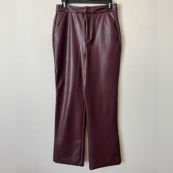 Fashion Nova Julia Faux Leather Chocolate Trouser Pants size Medium - Picture 3 of 13